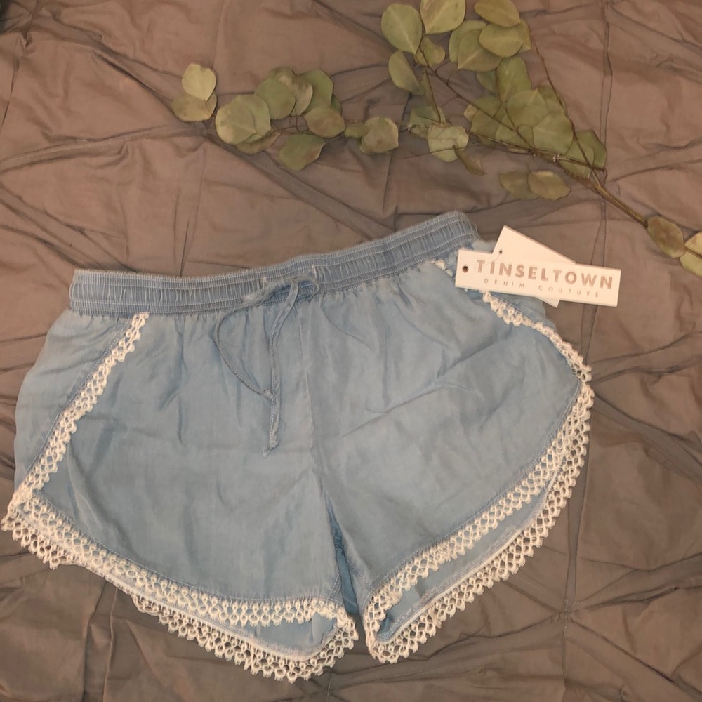 Fabric denim shorts